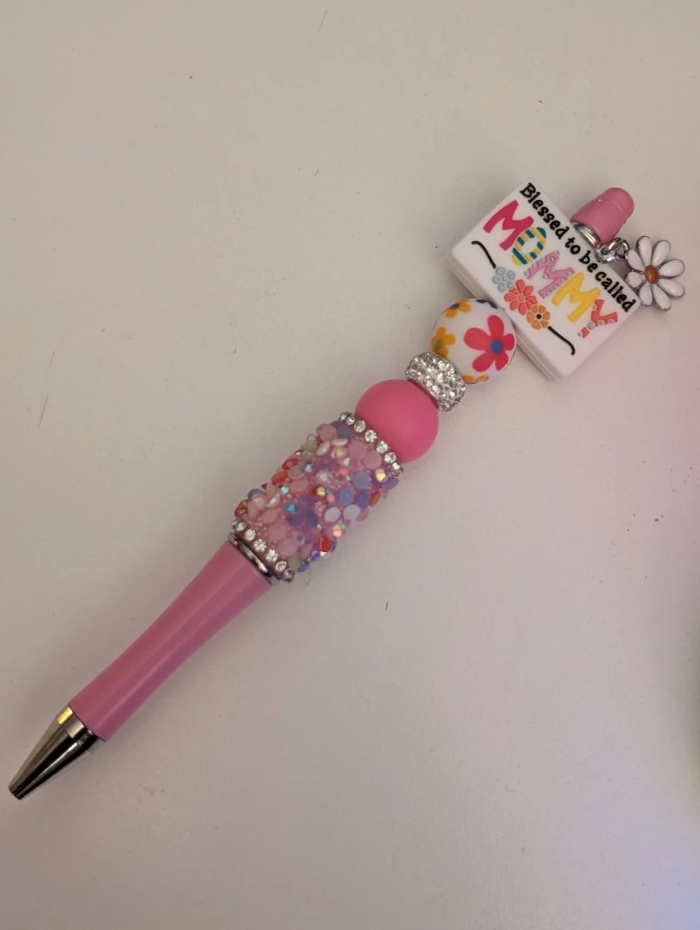 Handmade Blessed To Be Called Mommy Beaded Silicone Focal Bead Pen